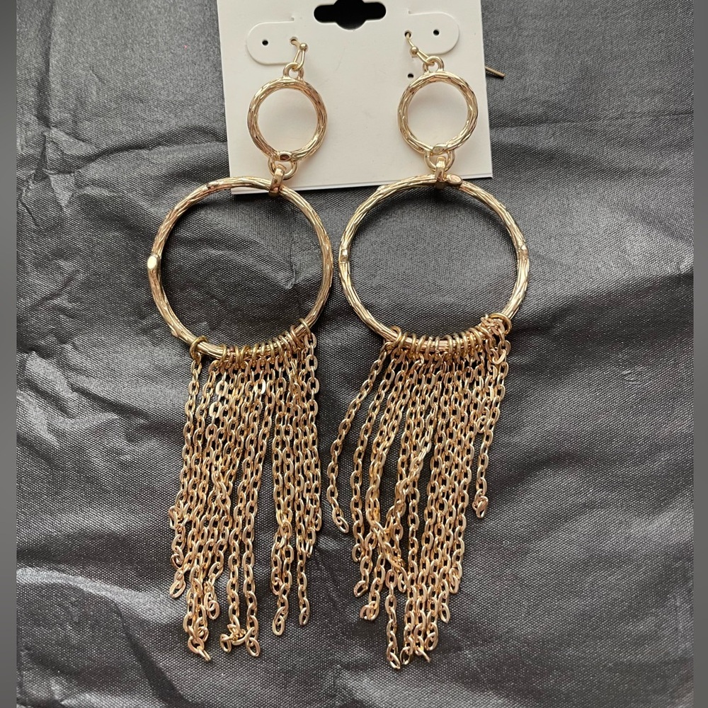 Gold Dangle Hoop Earrings